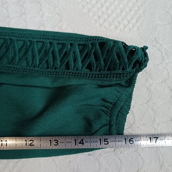 The Pioneer Woman's Ruffle Collar Lace Trim Blouse Green Size M (8-10) - Picture 6 of 10